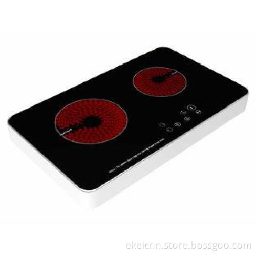 Slim Metal Housing Bottom Glass Ceramic Cooktop Two Burner